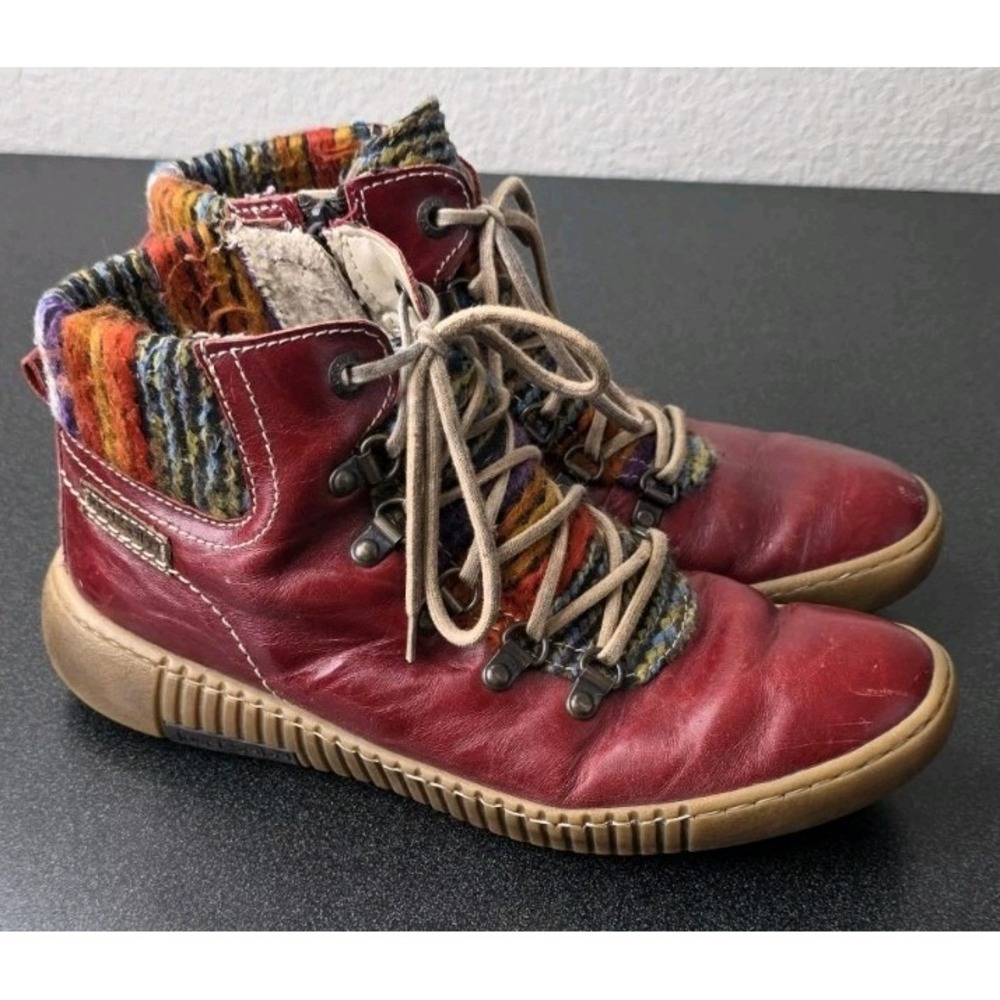 Josef Seibel Maren Women 39 8.5/9 Leather Ankle Boots Red Warm Comfort Boho